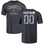 Custom Dallas Cowboys Custom Name & Number Tri-Blend T-Shirt - Navy