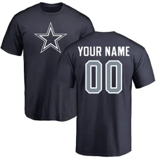 Custom Dallas Cowboys Name & Number Logo Custom T-Shirt - Navy