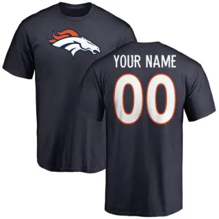 Custom Denver Broncos Custom Name & Number Logo T-Shirt - Navy