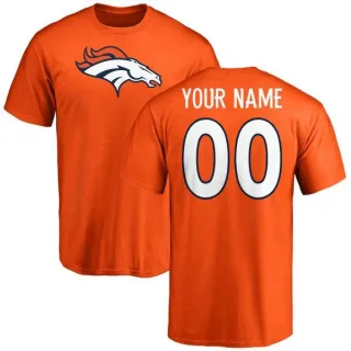 Custom Denver Broncos Name & Number Logo Custom T-Shirt - Orange