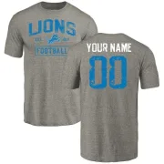 Custom Detroit Lions Gray Distressed Custom Name & Number Tri-Blend T-Shirt