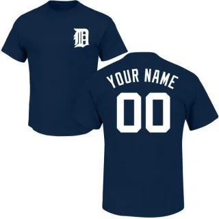 Custom Detroit Tigers Custom Name & Number T-Shirt - Navy