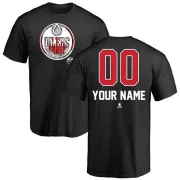 Custom Edmonton Oilers Custom Name and Number Banner Wave T-Shirt - Black