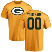 Custom Green Bay Packers Custom Name & Number Logo T-Shirt - Gold