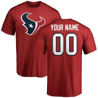 Custom Houston Texans Custom Name & Number Logo T-Shirt - Red