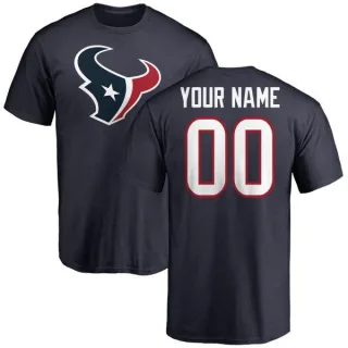 Custom Houston Texans Name & Number Logo Custom T-Shirt - Navy