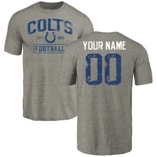 Custom Indianapolis Colts Gray Distressed Custom Name & Number Tri-Blend T-Shirt