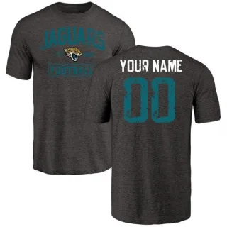 Custom Jacksonville Jaguars Black Distressed Custom Name & Number Tri-Blend T-Shirt