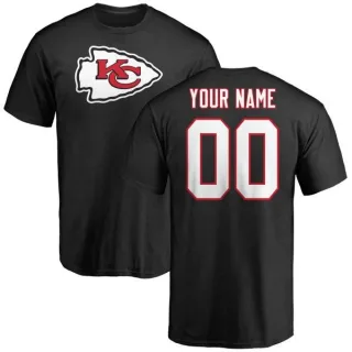 Custom Kansas City Chiefs Custom Name & Number Logo T-Shirt - Black