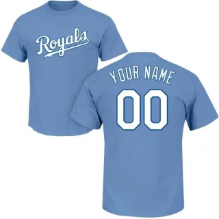 Custom Kansas City Royals Custom Name & Number T-Shirt - Light Blue