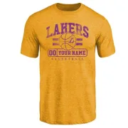 Custom Los Angeles Lakers Gold Custom Baseline Tri-Blend T-Shirt