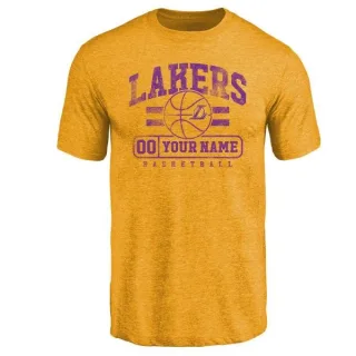 Custom Los Angeles Lakers Gold Custom Baseline Tri-Blend T-Shirt