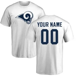 Custom Los Angeles Rams Custom Name & Number Logo T-Shirt - White