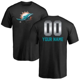 Custom Miami Dolphins Custom Midnight Mascot T-Shirt - Black