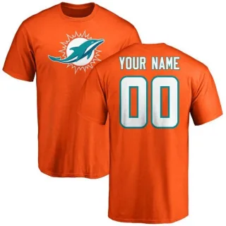 Custom Miami Dolphins Custom Name & Number Logo T-Shirt - Orange
