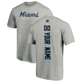 Custom Miami Marlins Custom Backer T-Shirt - Ash