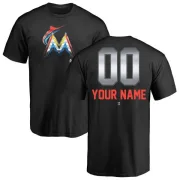 Custom Miami Marlins Custom Midnight Mascot T-Shirt - Black