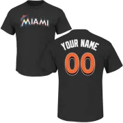 Custom Miami Marlins Custom Name & Number T-Shirt - Black