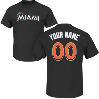 Custom Miami Marlins Custom Name & Number T-Shirt - Black