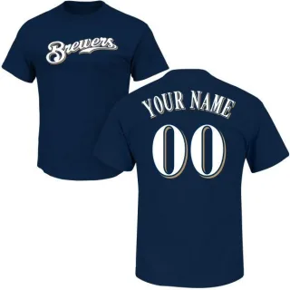 Custom Milwaukee Brewers Custom Name & Number T-Shirt - Navy