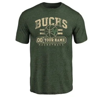 Custom Milwaukee Bucks Green Custom Baseline Tri-Blend T-Shirt