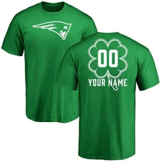 Custom New England Patriots Green St. Patrick's Day Custom Name & Number T-Shirt