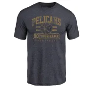 Custom New Orleans Pelicans Navy Custom Baseline Tri-Blend T-Shirt