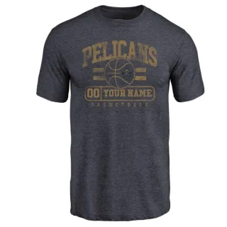 Custom New Orleans Pelicans Navy Custom Baseline Tri-Blend T-Shirt
