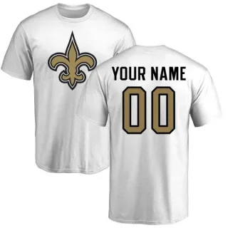 Custom New Orleans Saints Custom Name & Number Logo T-Shirt - White