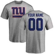 Custom New York Giants Custom Name & Number Logo T-Shirt - Ash