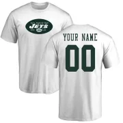 Custom New York Jets Custom Name & Number Logo T-Shirt - White