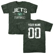 Custom New York Jets Green Distressed Custom Name & Number Tri-Blend T-Shirt