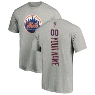 Custom New York Mets Custom Backer T-Shirt - Ash