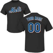 Custom New York Mets Custom Name & Number T-Shirt - Black