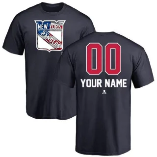 Custom New York Rangers Custom Name and Number Banner Wave T-Shirt - Navy