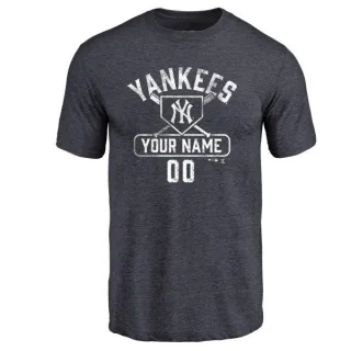 Custom New York Yankees Custom Base Runner Tri-Blend T-Shirt - Navy