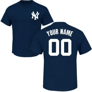 Custom New York Yankees Custom Name & Number T-Shirt - Navy