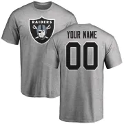 Custom Oakland Raiders Custom Name & Number Logo T-Shirt - Ash