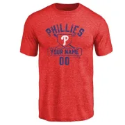 Custom Philadelphia Phillies Custom Base Runner Tri-Blend T-Shirt - Red