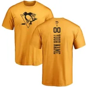 Custom Pittsburgh Penguins Custom One Color Backer T-Shirt - Gold