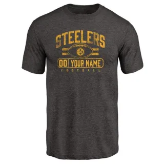 Custom Pittsburgh Steelers Custom Flanker Tri-Blend T-Shirt - Black