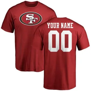 Custom San Francisco 49ers Name & Number Logo Custom T-Shirt - Red