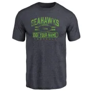 Custom Seattle Seahawks Custom Flanker Tri-Blend T-Shirt - Navy