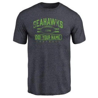 Custom Seattle Seahawks Custom Flanker Tri-Blend T-Shirt - Navy