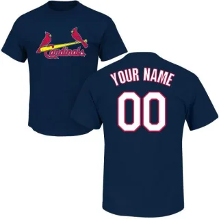 Custom St. Louis Cardinals Custom Name & Number T-Shirt - Navy