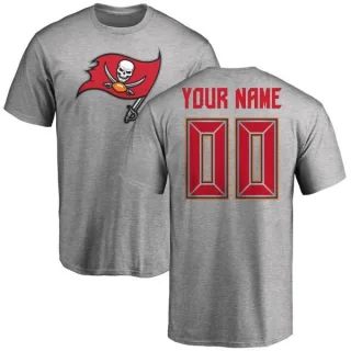 Custom Tampa Bay Buccaneers Custom Name & Number Logo T-Shirt - Ash