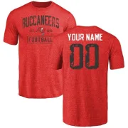 Custom Tampa Bay Buccaneers Red Distressed Custom Name & Number Tri-Blend T-Shirt