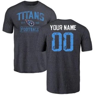 Custom Tennessee Titans Navy Distressed Custom Name & Number Tri-Blend T-Shirt