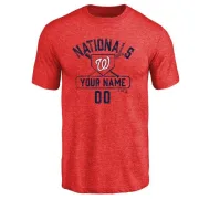 Custom Washington Nationals Custom Base Runner Tri-Blend T-Shirt - Red