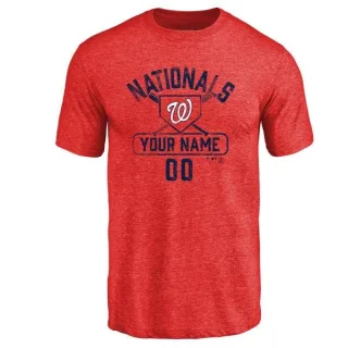 Custom Washington Nationals Custom Base Runner Tri-Blend T-Shirt - Red